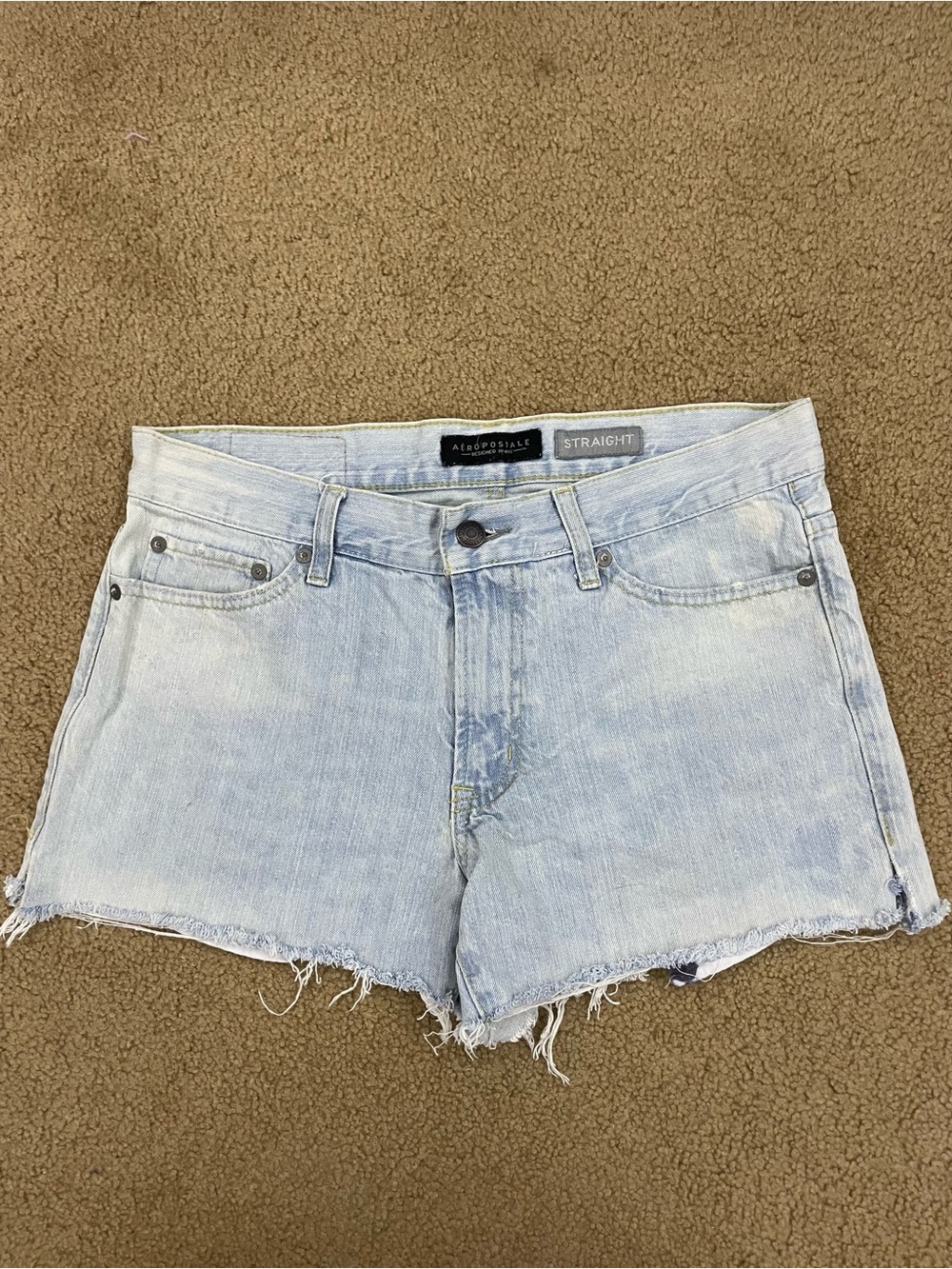Aeropostale Light Blue Raw Hem Straight Denim Shorts